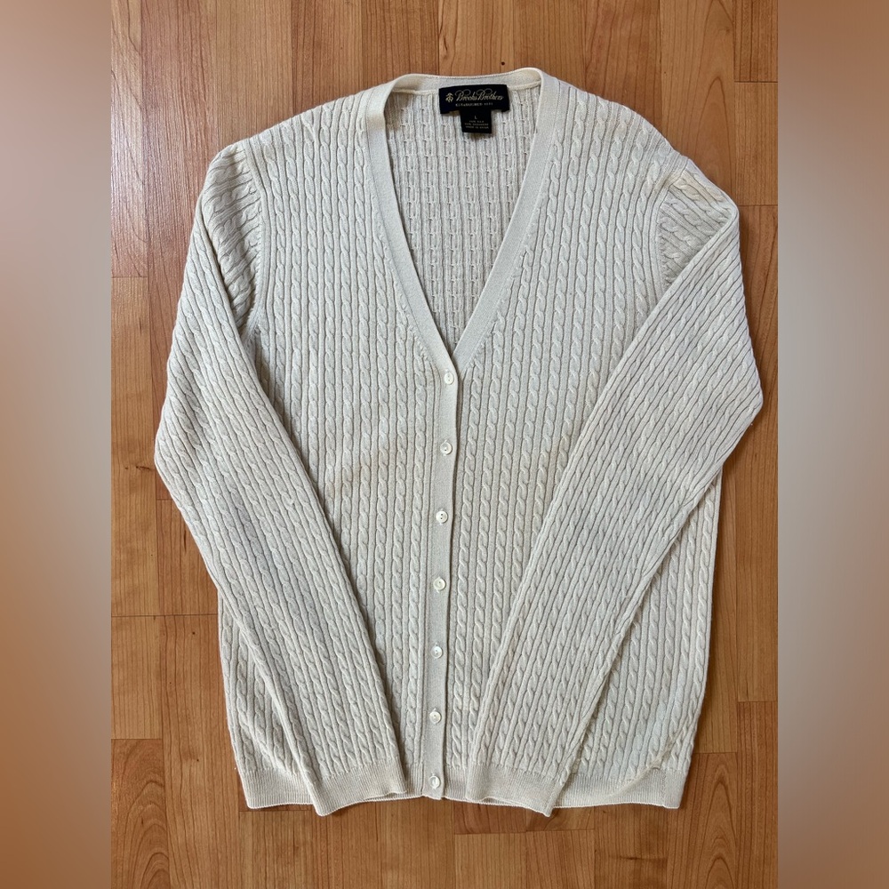 Brooks Brothers Silk and Cashmere Cable-Knit Cardigan
